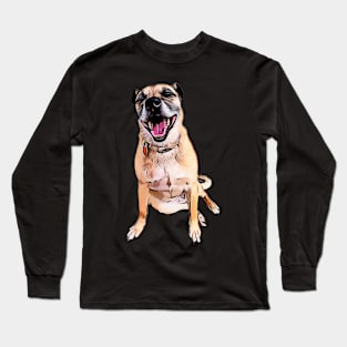 Hand Drawn Smiling Terrier Dog Long Sleeve T-Shirt